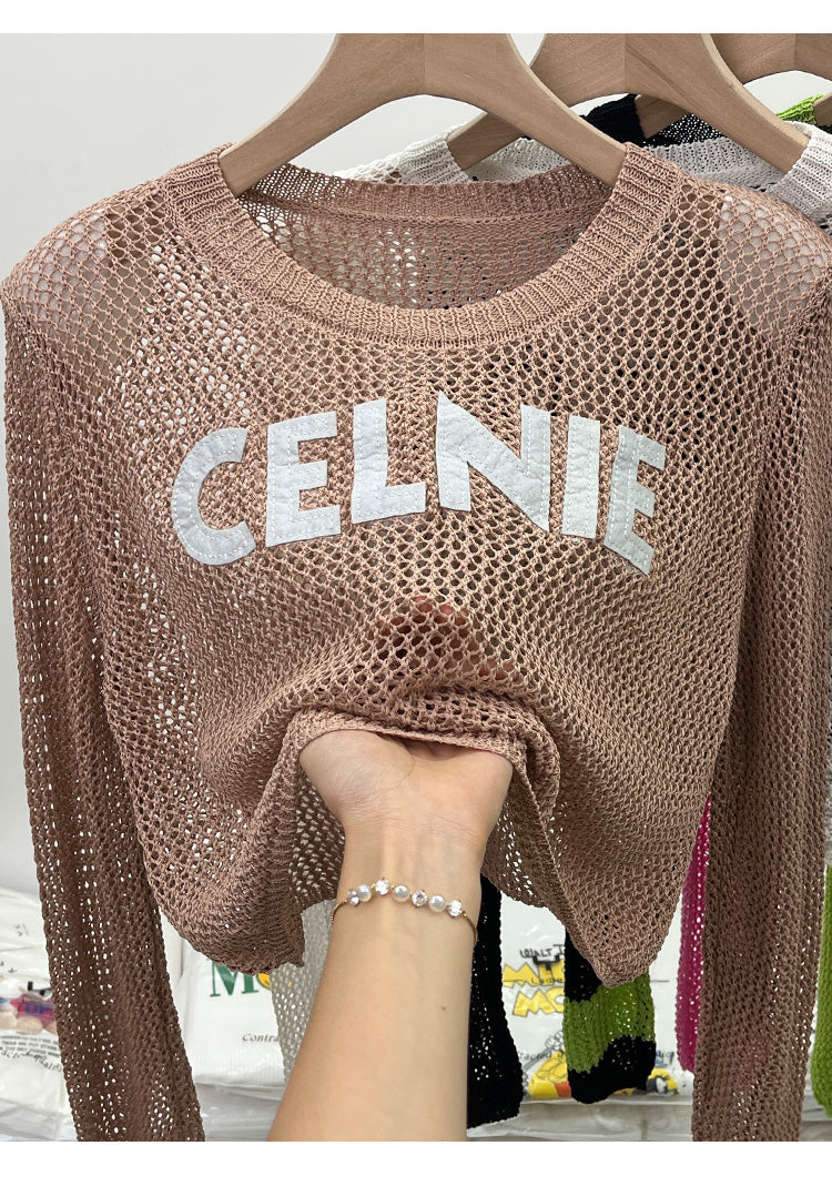 【Tops】長袖UVカット薄手ニット W13187