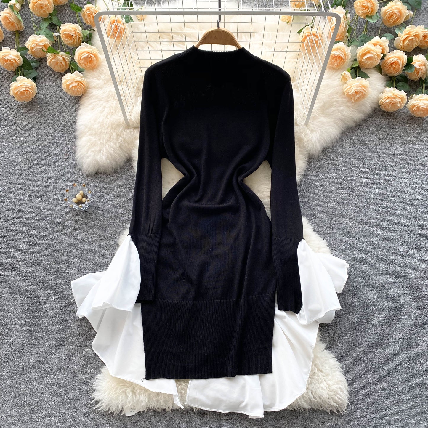 【Dress】レース切替ワンピース W14100