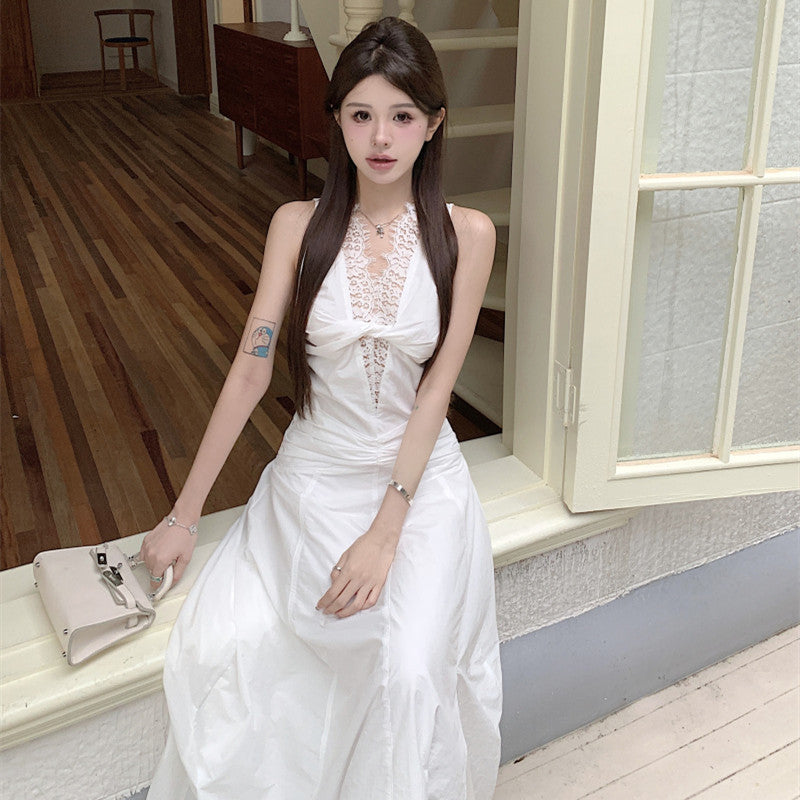 【Dress】レース切り替えワンピース W12327