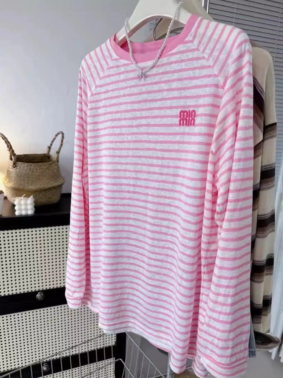 【Tops】3色選択可ボーダー柄Tシャツ W13310