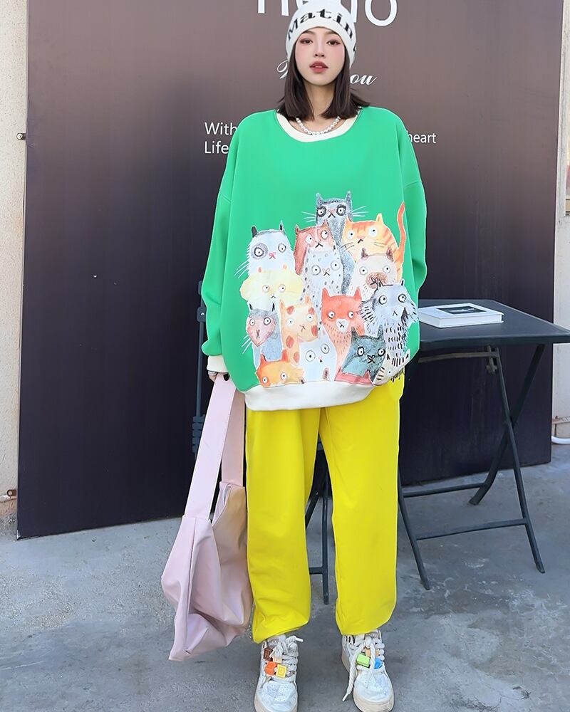 【tops】配色プリントスウェットG19801