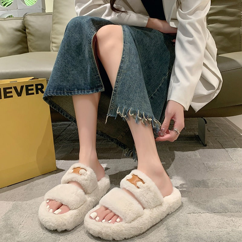 【Shoes】3色展開ファースリッパ W13365