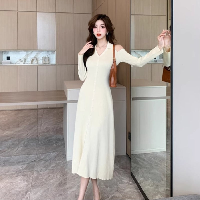 【Dress】肩見せニットワンピース Z8367