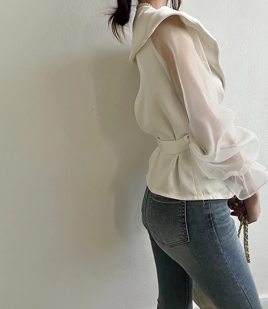 【Tops】 フェミニン透け感ブラウス Z7271