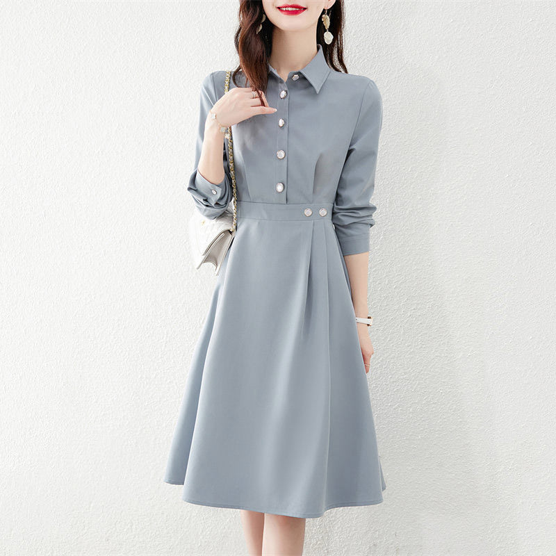 【Dress】新入荷ウエスト絞りシャツワンピース W8627