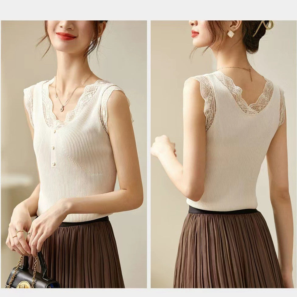 【Tops】レース切り替えタンクトップ W11535