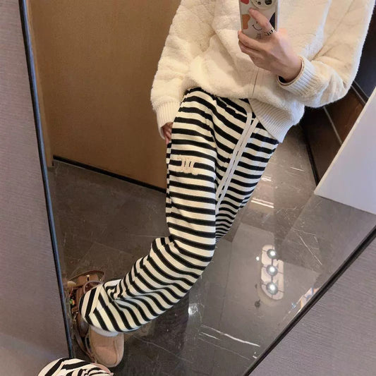 【Bottoms】ボーダー柄ワイドパンツ Z8108