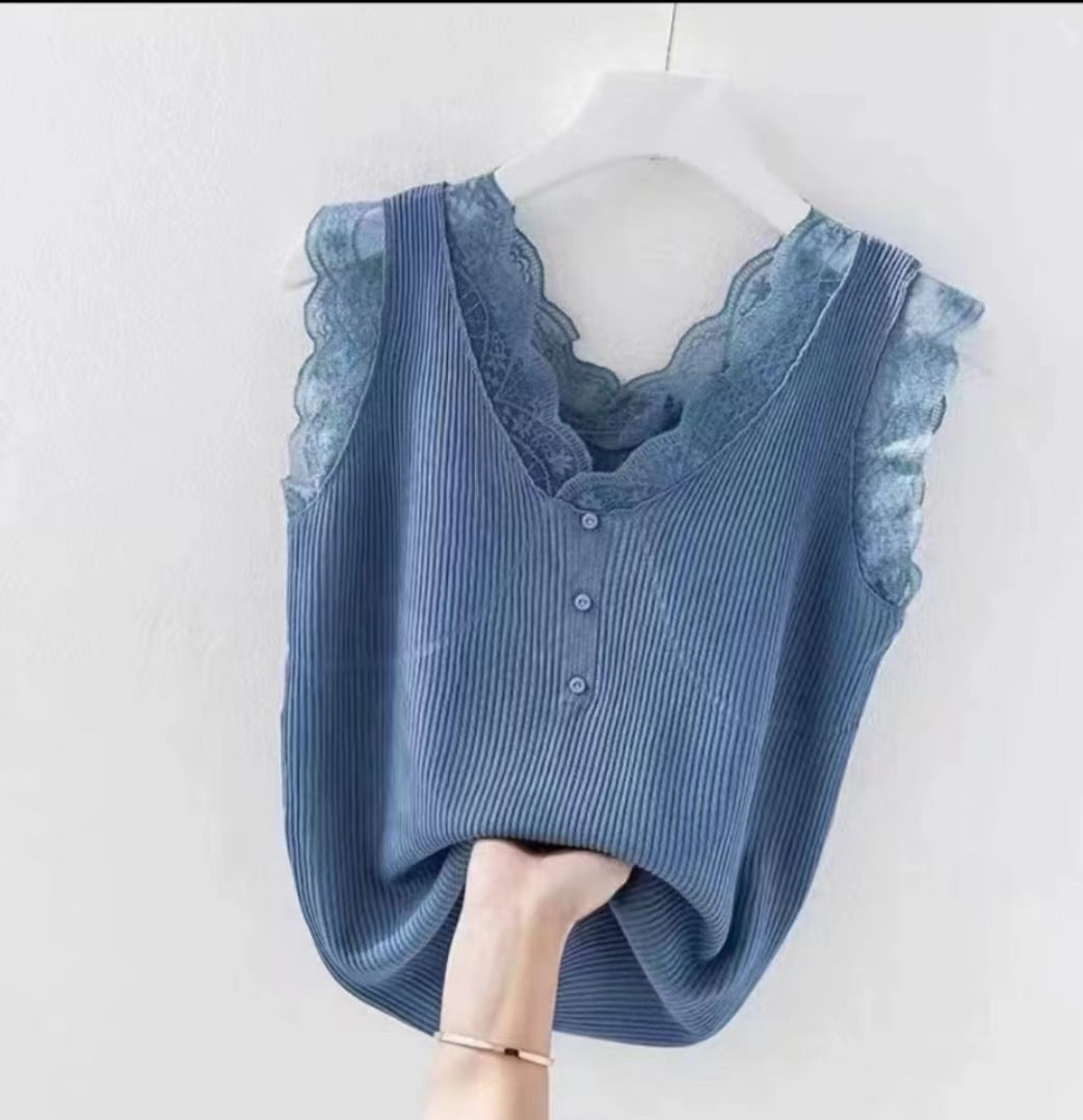 【Tops】レース切り替えタンクトップ W11535