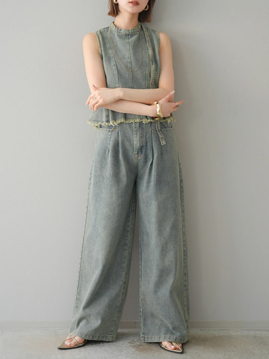 【Set】ファッションデニム2点セットT01695