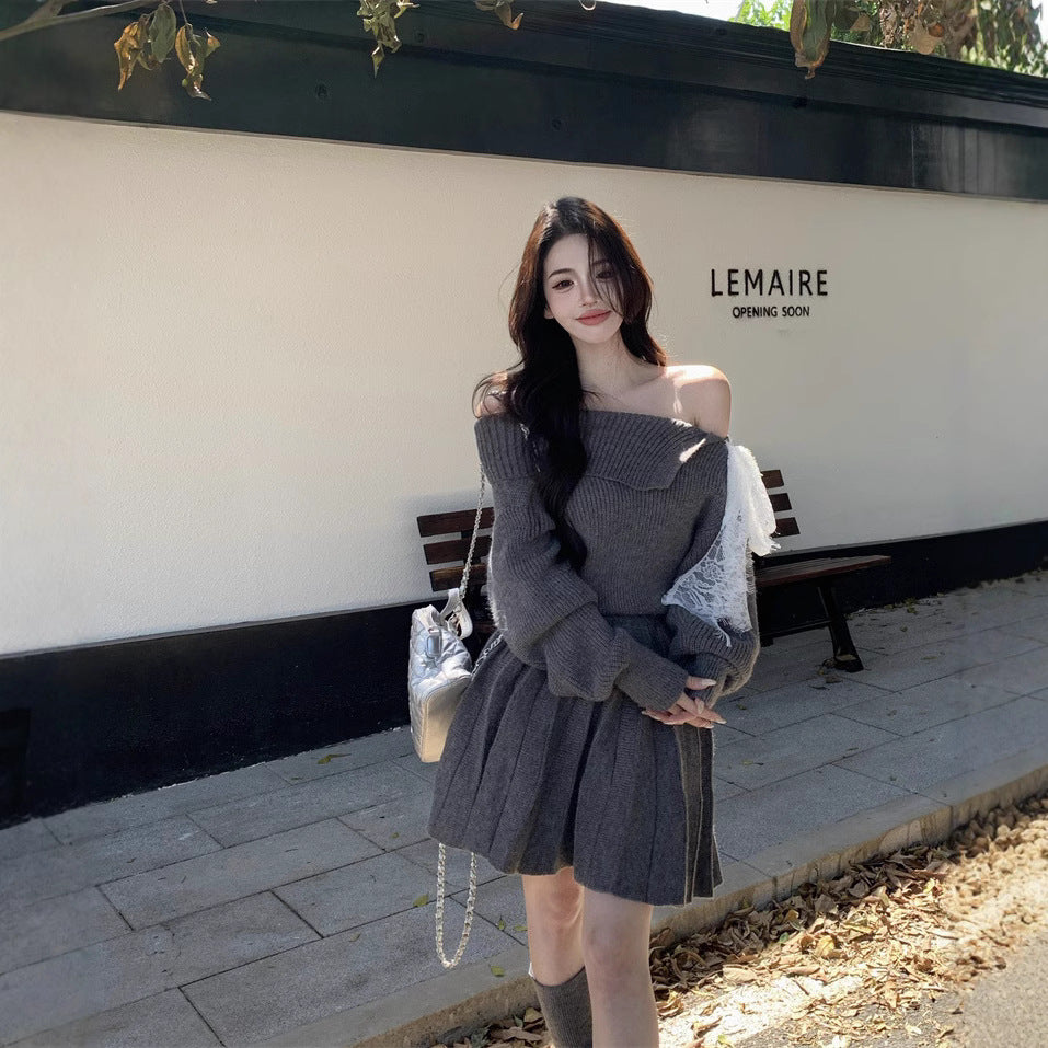 【Dress】リボン付きニットワンピース Z8255