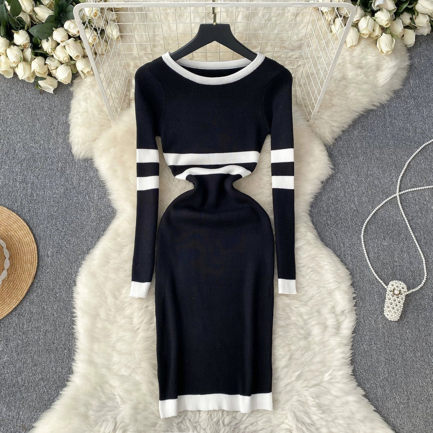 【Dress】新入荷~タイトニットワンピース W9618