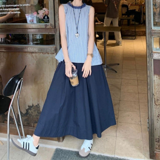 【Set】ボーダーノースリーブツーウェイコーデ T01765