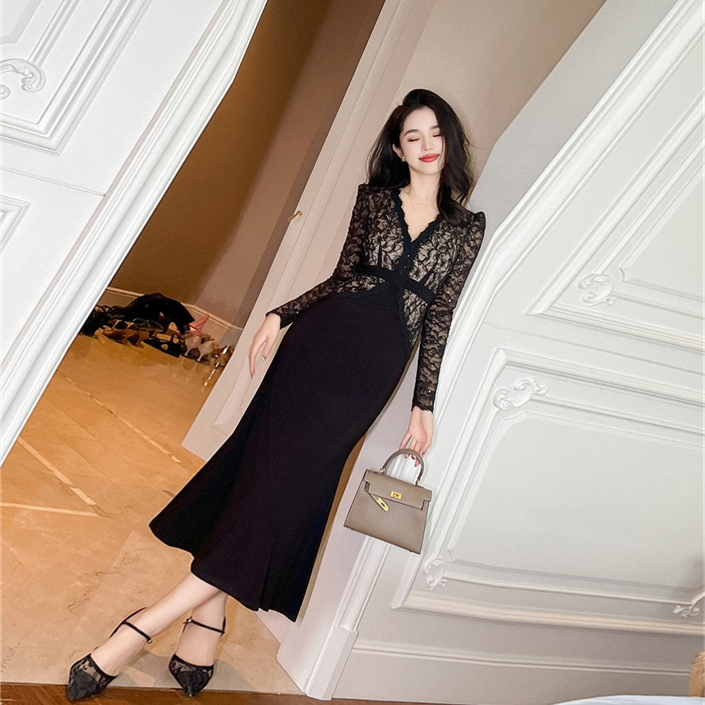 【Dress】レース切替フェミニンワンピース Z7676