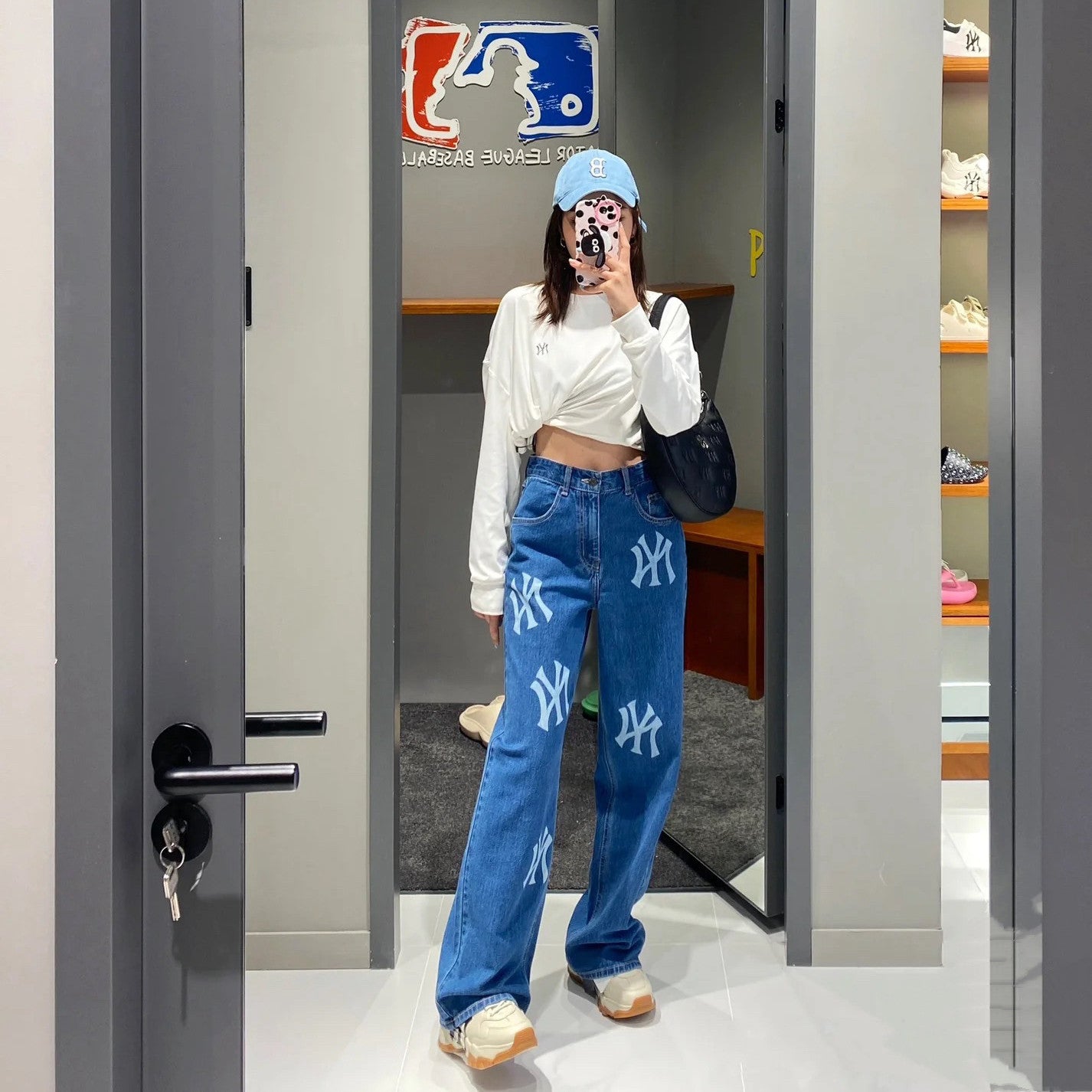 【Bottoms】半額セール!プリントデニムパンツ W14391