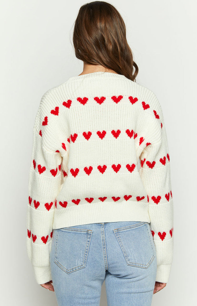 【Tops】2色展開ハート♡セーター W13563