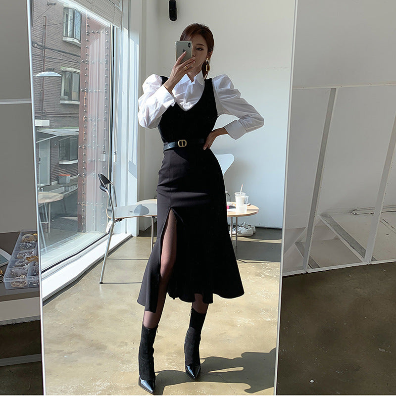 【Set】2点セット シャツ +ワンピース W10937