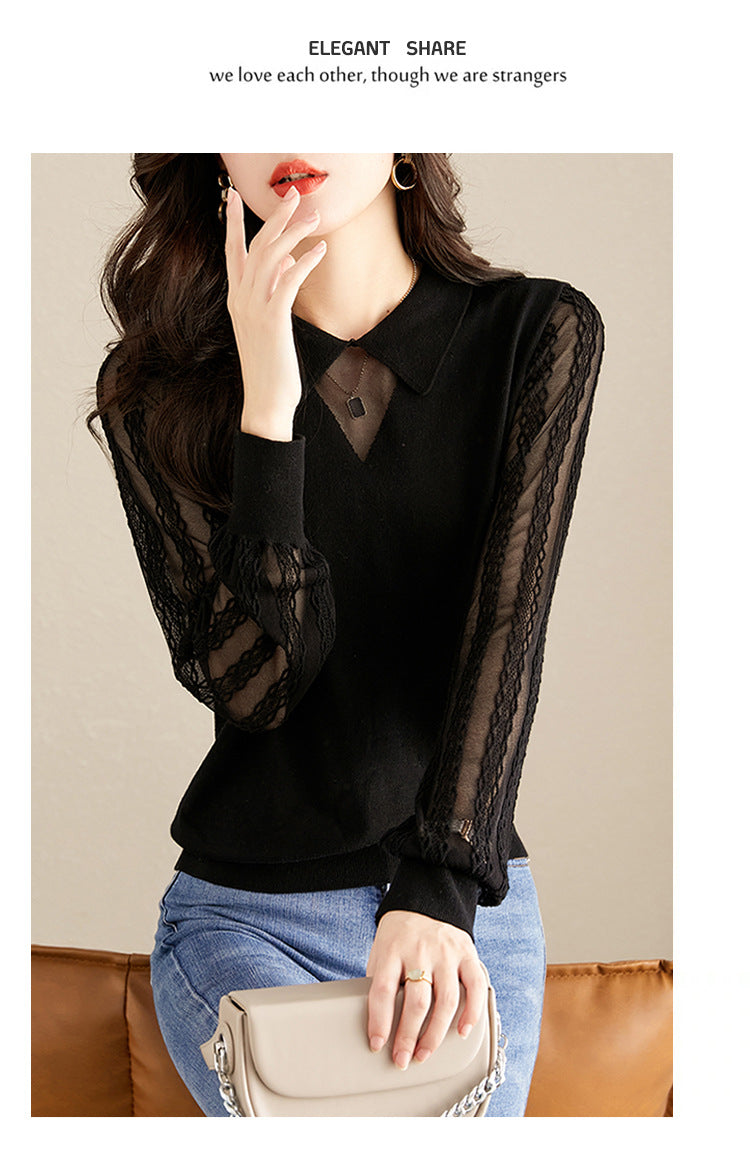 【Tops】オフィス透け感オーバー W11358