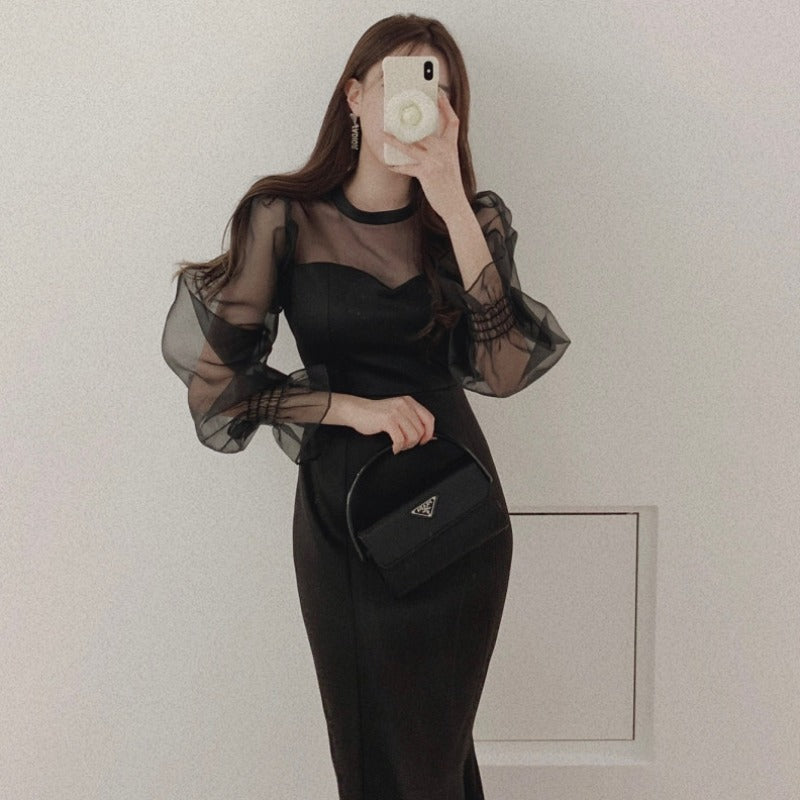 【Dress】透け感マーメイドワンピース Z7757