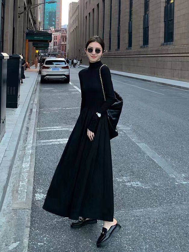 【Dress】長袖ロング丈ワンピース W13793