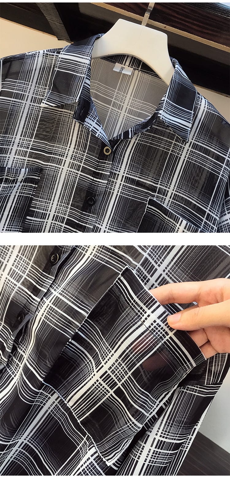 【Set】チェック柄シャツ + キャミワンピース重ね着2点セット   Z-2403