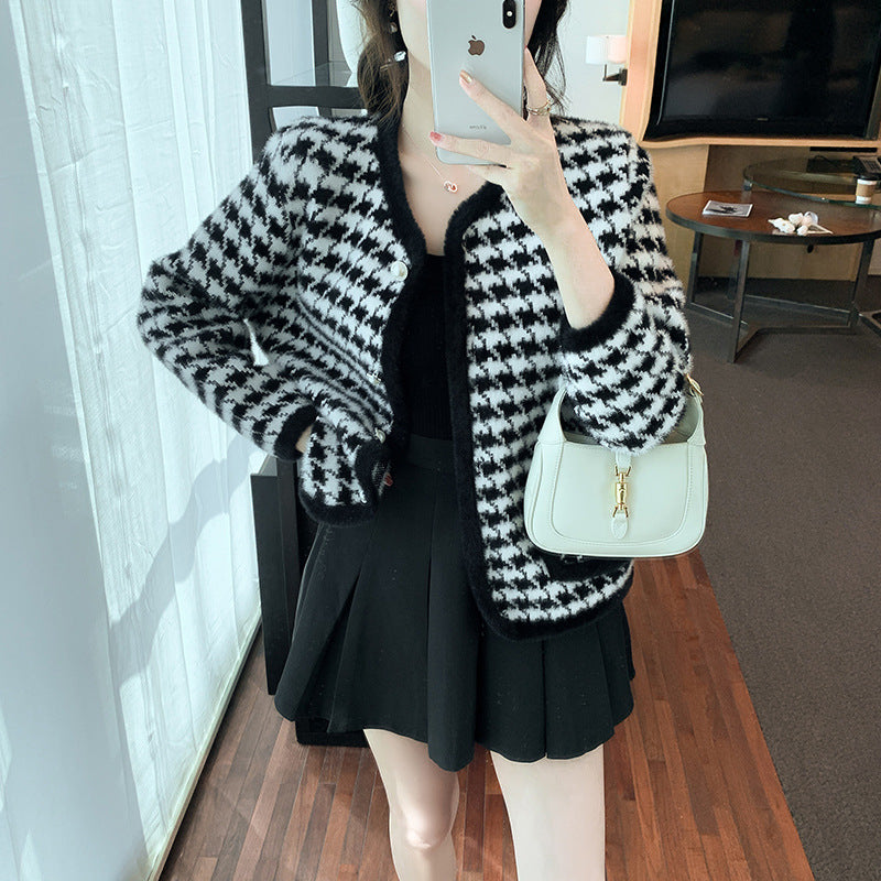 【Outer】千鳥格子チェスターコート W8905