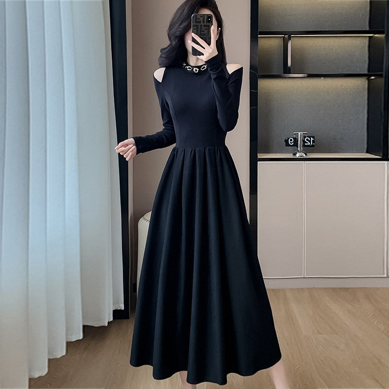 【Dress】肩見せニットワンピース Z7114