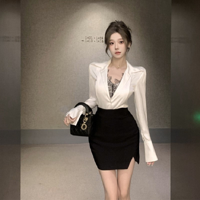 【Set】シャツ+スカート フェミニンセット Z8225