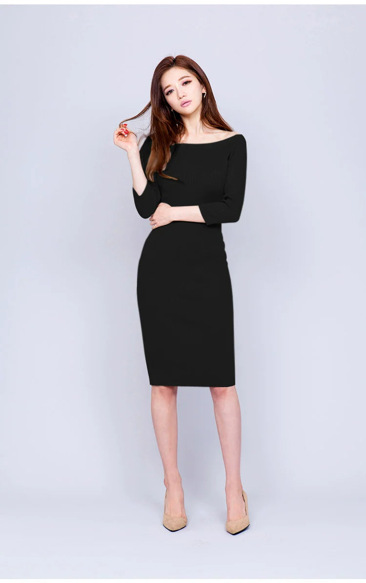 【Dress】新入荷無地シンプルワンピース W8243