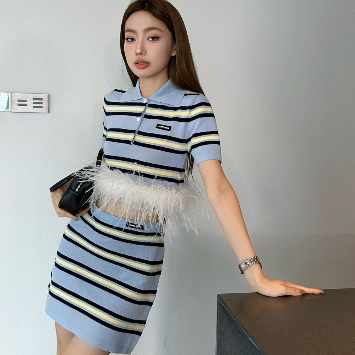 【Set】新入荷~2点セットTシャツ+スカート    W11373