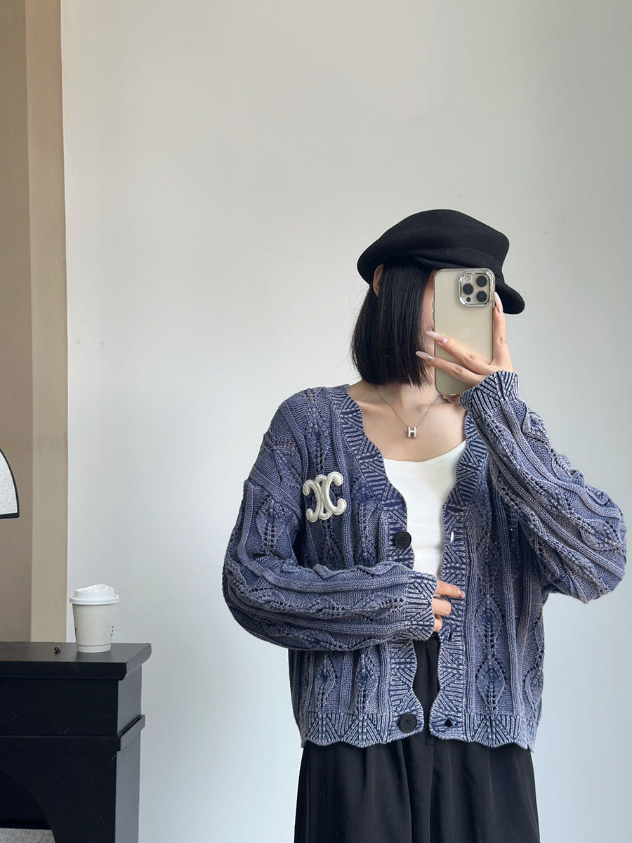 【Outer】3色選択可Vネックカーディガン W14423