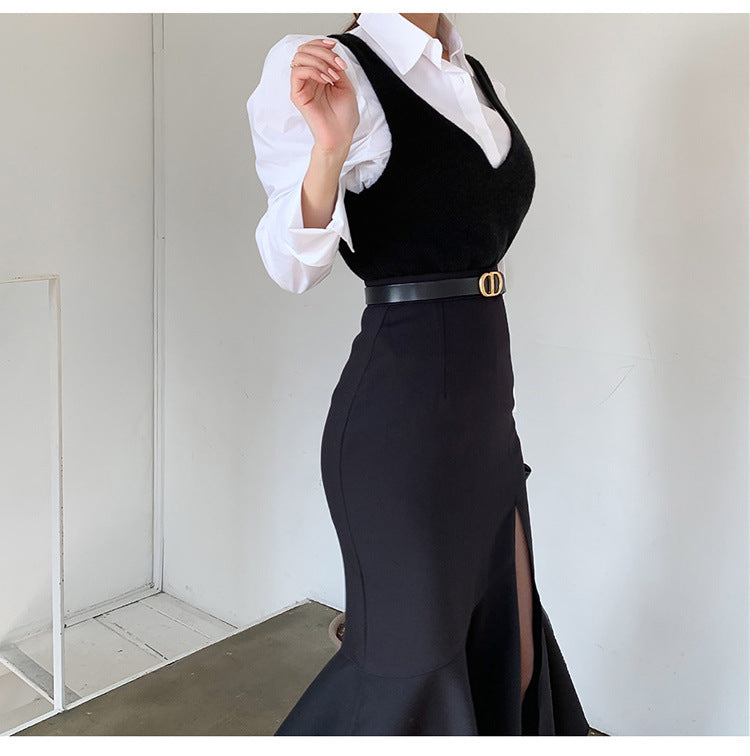 【Set】2点セット シャツ +ワンピース W10937