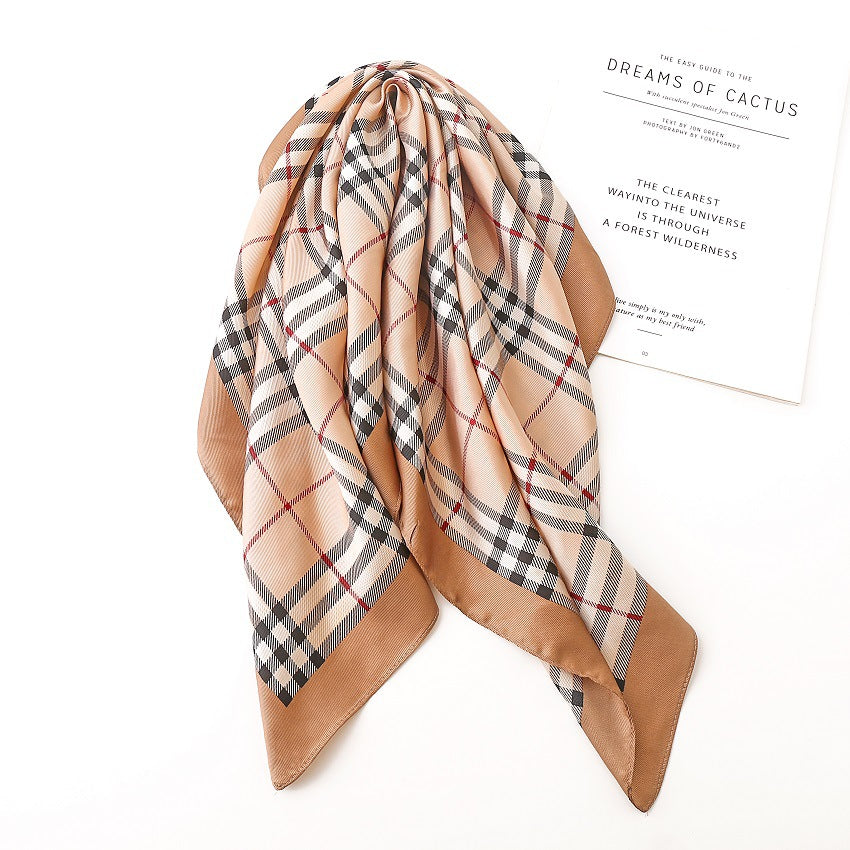 【雑貨】5色展開チェック柄スカーフ W13587