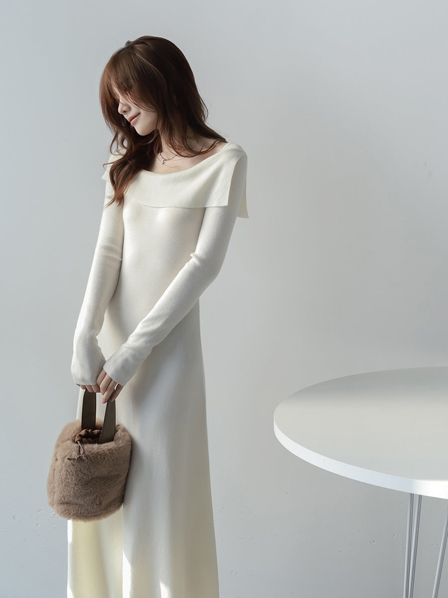 【Dress】フレンチレトロ風ニットワンピース W9573