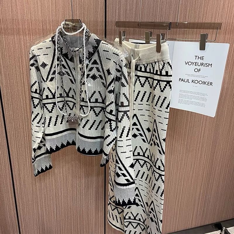 【Set】ニットセット カーディカン+パンツ W13686