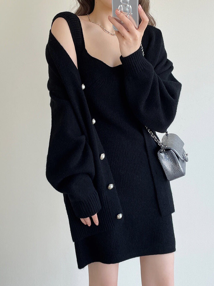 【Set】新作アイテム~ニット2点セット カーディガン+ワンピース W7781
