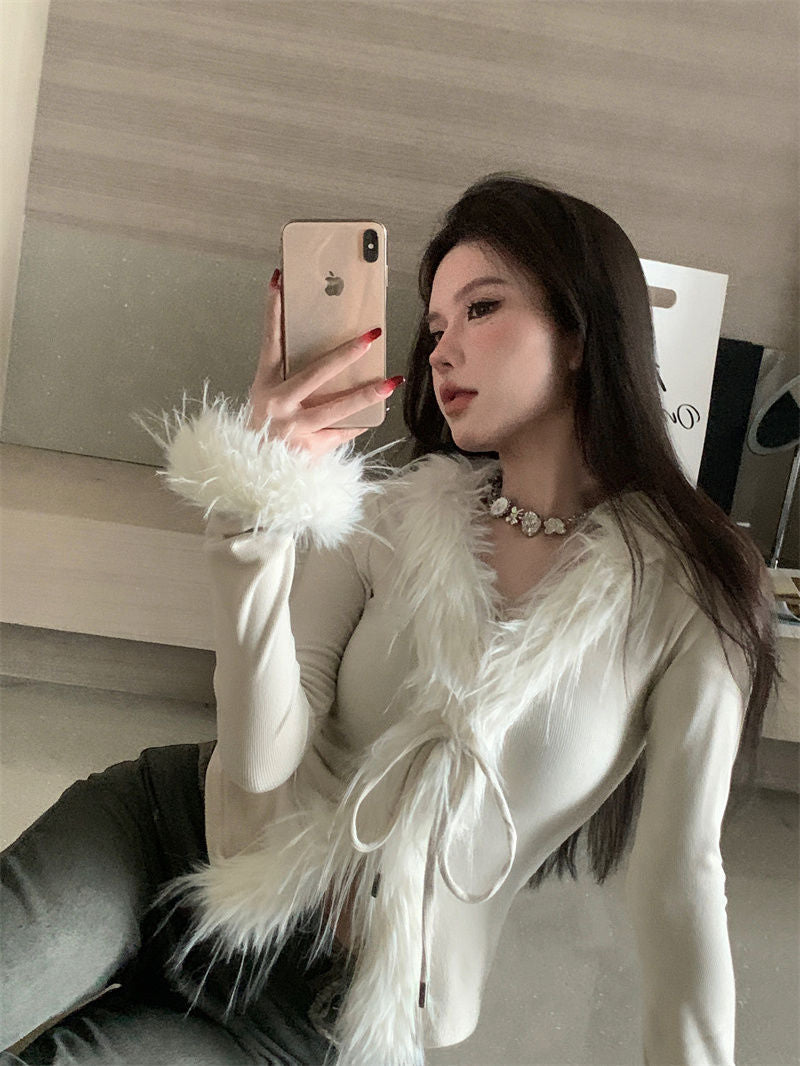 【Outer】ファーニットカーディガン Z8210