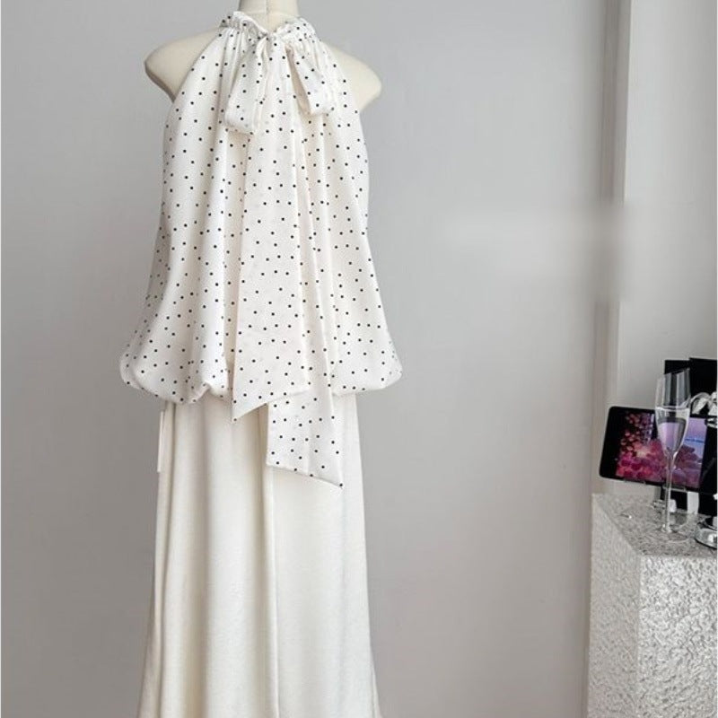 【Set】ドットフリルトップ+フレアースカート T01768