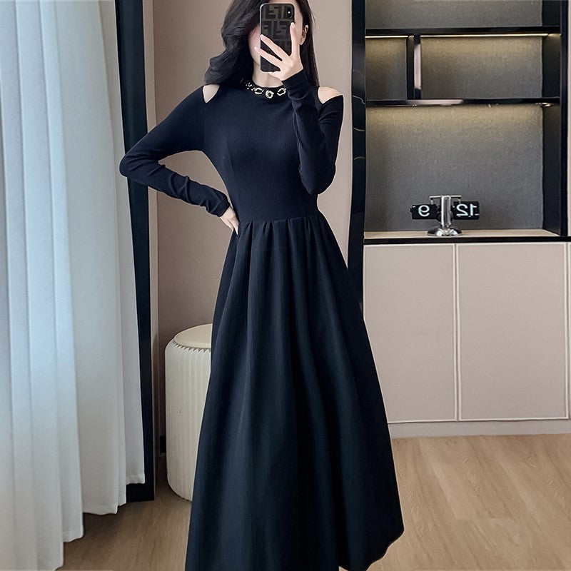【Dress】肩見せニットワンピース Z7114