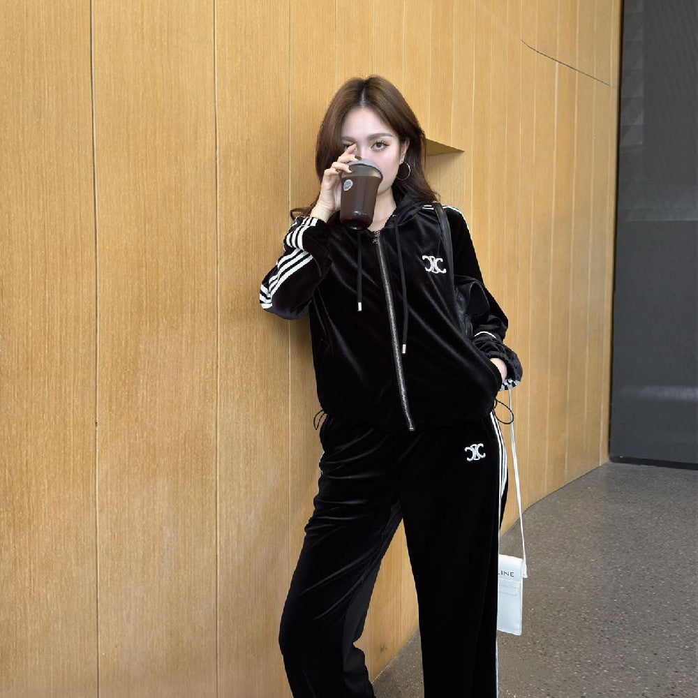 【Set】ジャケット+パンツ ベルベットセット Z8104