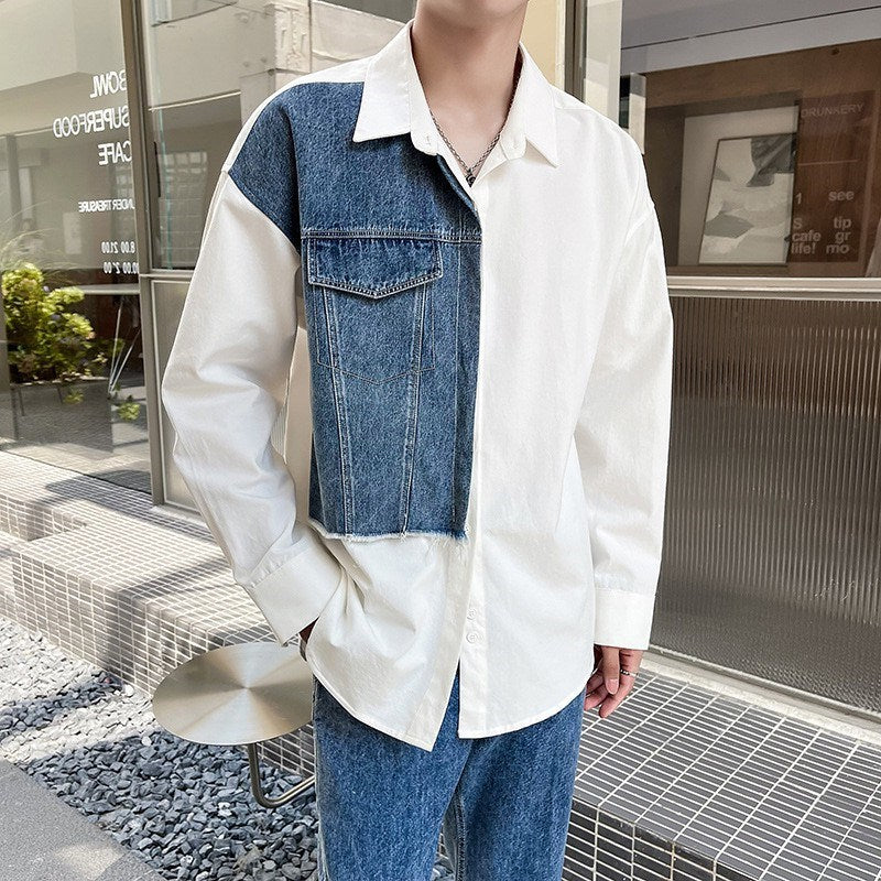【Mens】切替デザイン長袖シャツ Z7256