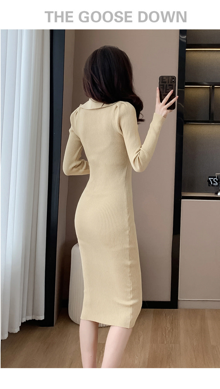 【Dress】POLOネックワンピース W10177