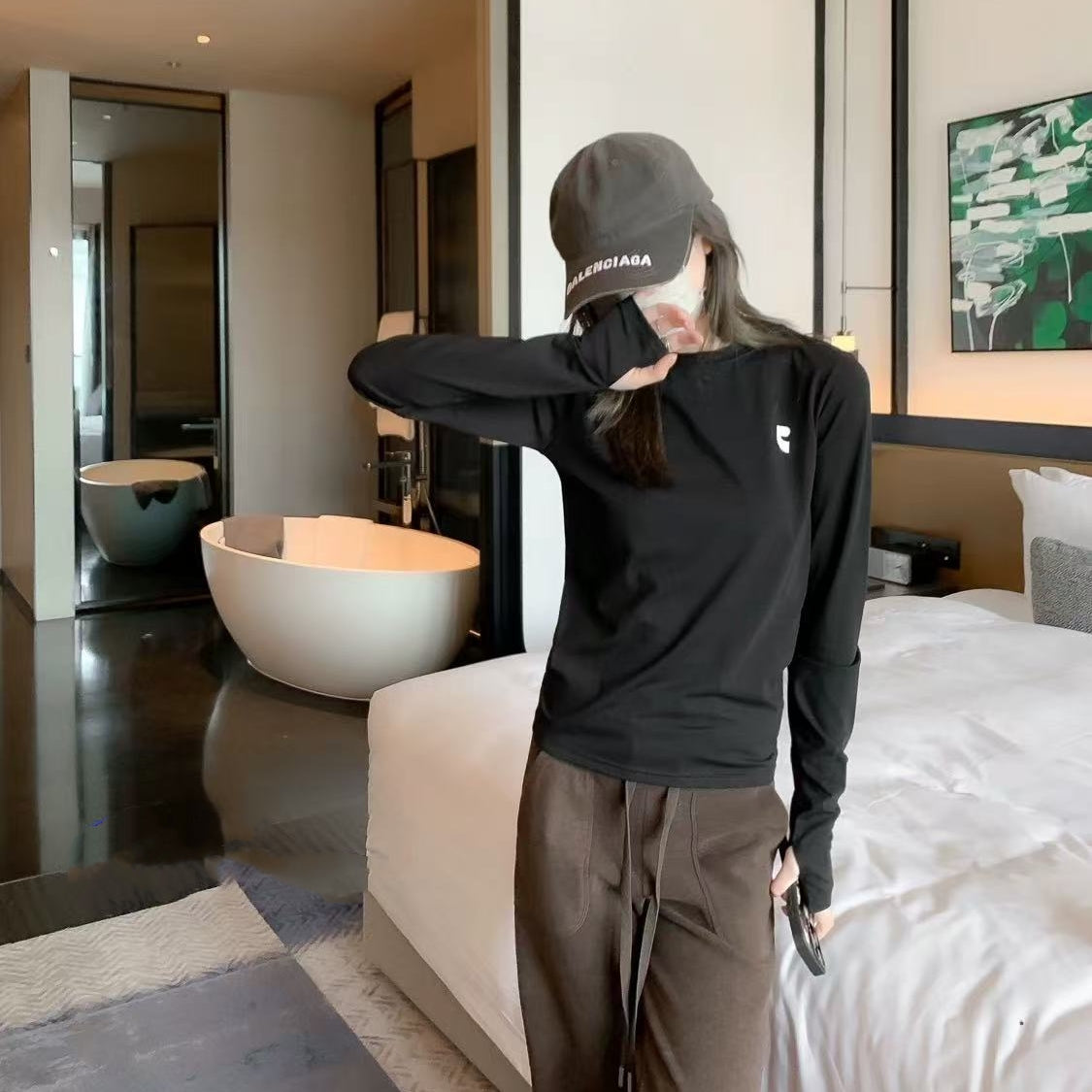 【Tops】スリムフィットホットガールカジュアルトップ T01519