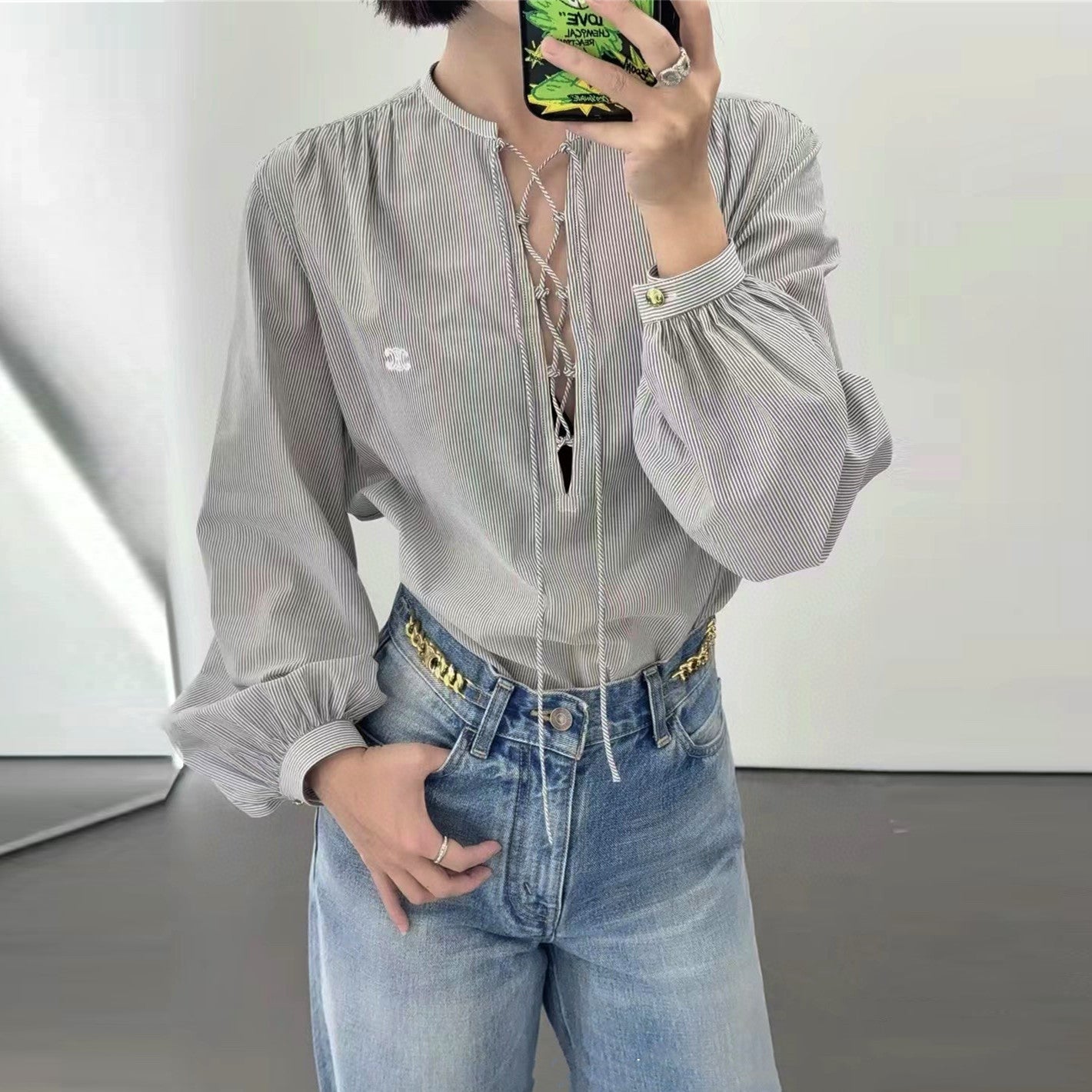 【Tops】2色展開シャツ W12488