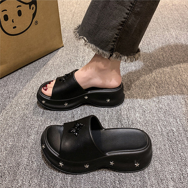 【Shoes】カジュアル厚底スリッパ W12376