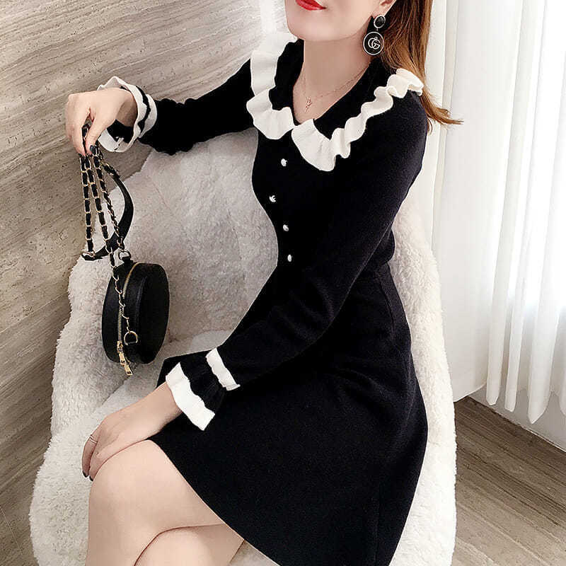 【Dress】ドールカラーニットワンピース W10295