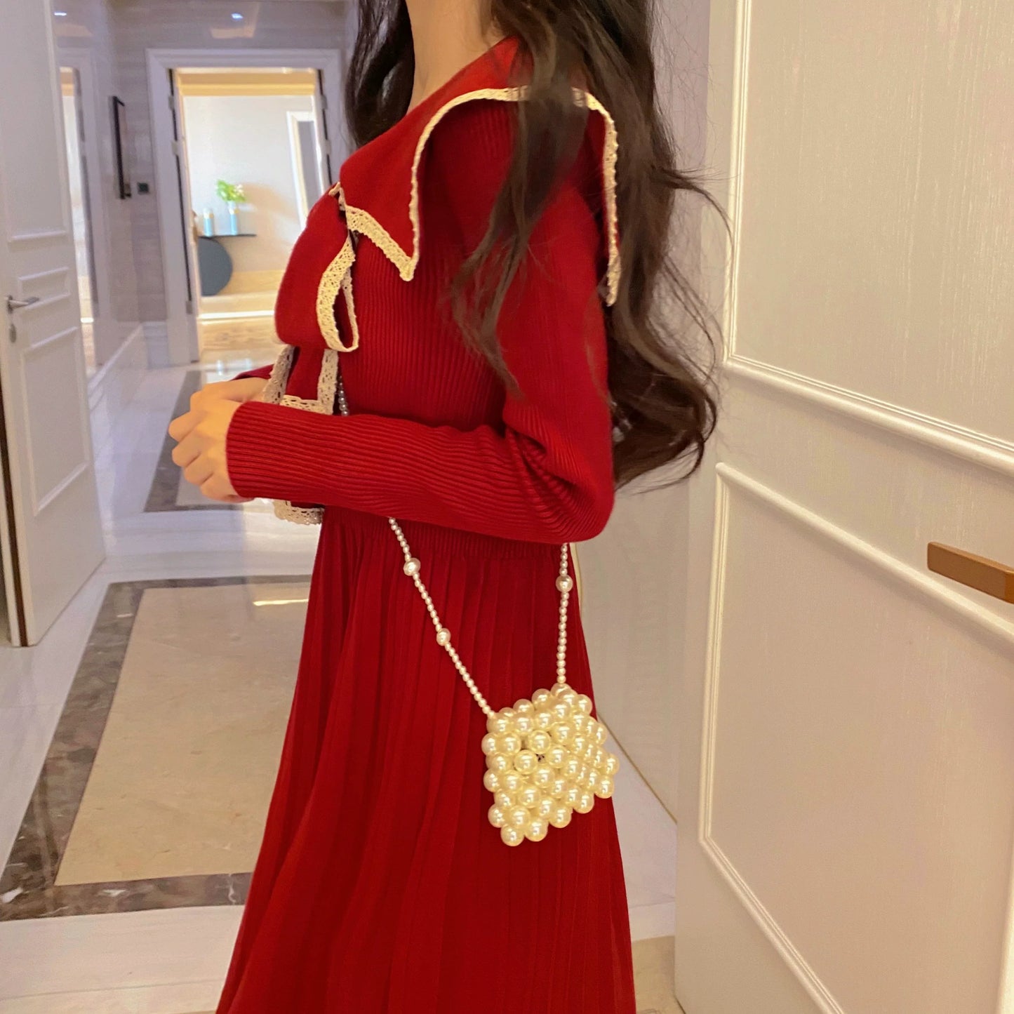 【Dress】新入荷~リボンニットワンピース W9713