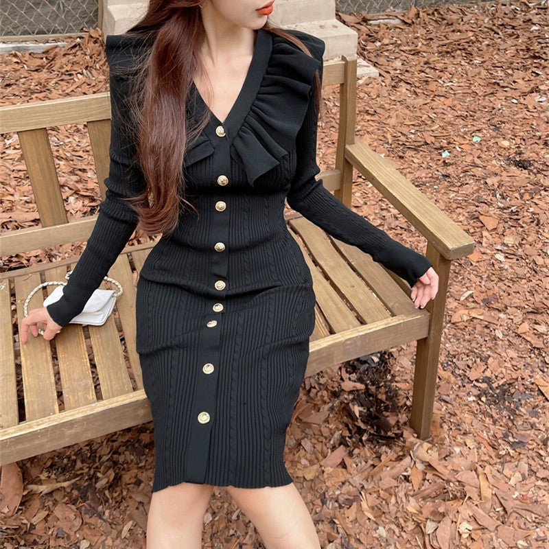 【Dress】新入荷~フリルニットワンピース W9687