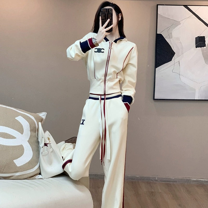 【Set】ロゴ付き2点セット パーカー+ スウエットパンツ Z-6413