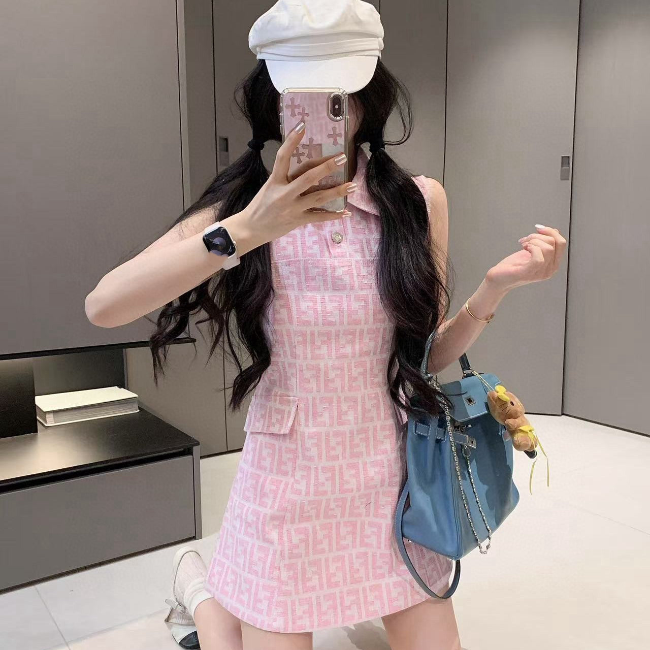 【Dress】春夏新作ノースリーブジャガードワンピース T01531