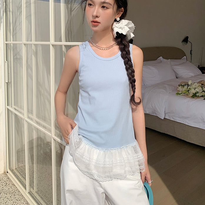 【Tops】レース切り替えタンクトップ T01333